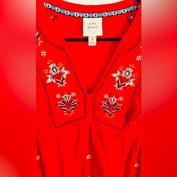 Knox Rose Red Embroidered Sleeveless Dress. Size M. - Picture 3 of 9